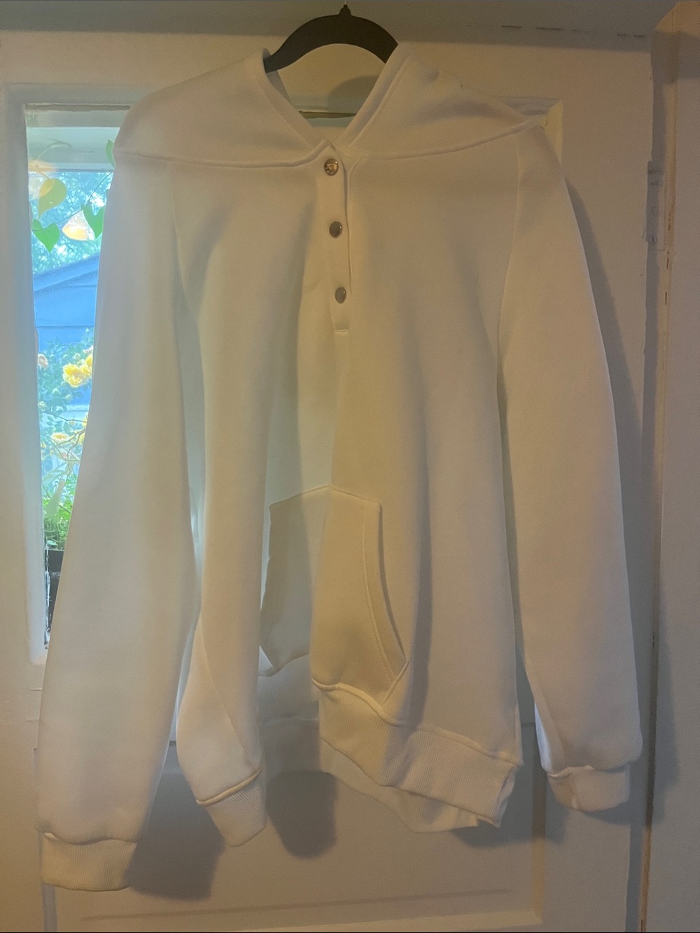 White Hooded Pullover Sweatshirt